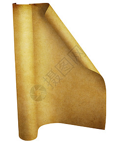 黄色的旧滚动旧造纸纸卷古董滚动棕色帆布黄色插图白色床单空白羊皮纸背景