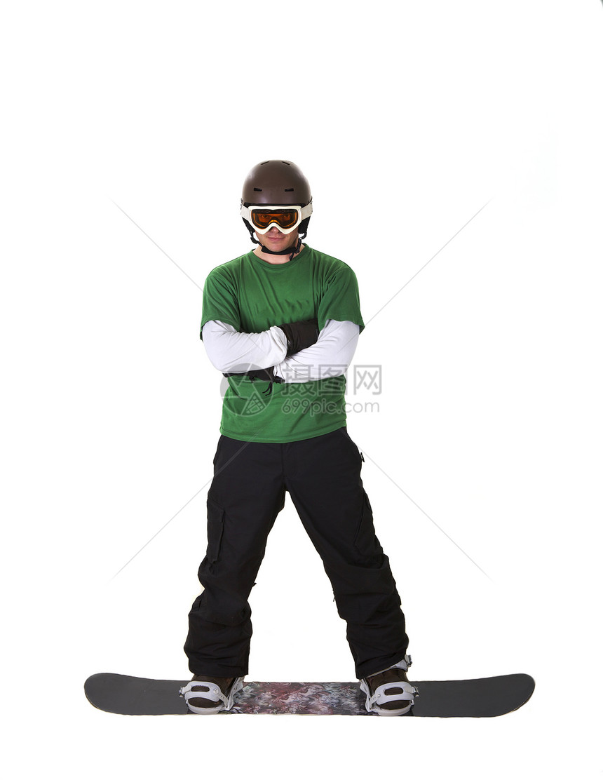 白上孤立的滑雪车白色手套面具骑士单板男生男人运动滑雪者图片