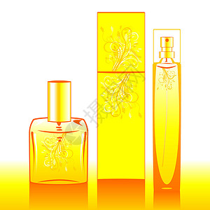 黄色的孤立香水瓶背景图片