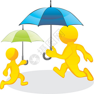使用雨伞运行的体系化人群背景图片