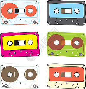 音乐磁带录音磁带记录收藏玩家音乐立体声噪音插图塑料团体插画