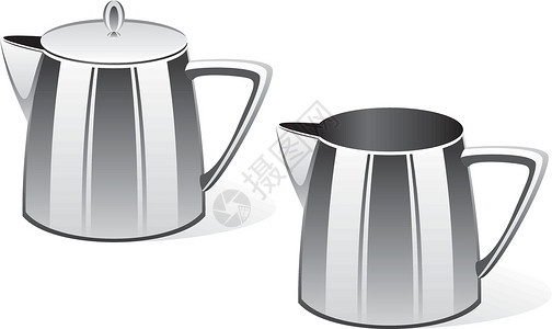 不锈钢水壶牛奶罐水壶厨房插图牛奶工具插画