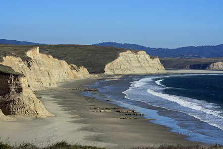 德雷克斯海滩地标国家海岸线公园海岸支撑海景海洋波浪悬崖背景图片