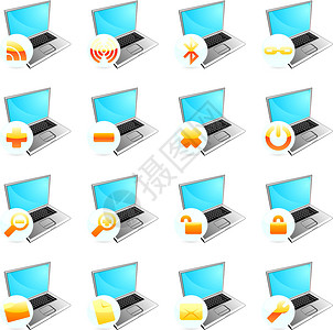 孤立的互联网图标教育笔记本电子产品电脑办公室键盘屏幕技术插图背景图片