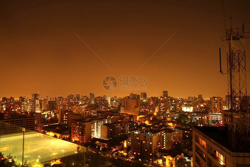 智利圣地亚哥夜视全天候首都建筑学房子市场景观风景全景办公室城市拉丁图片