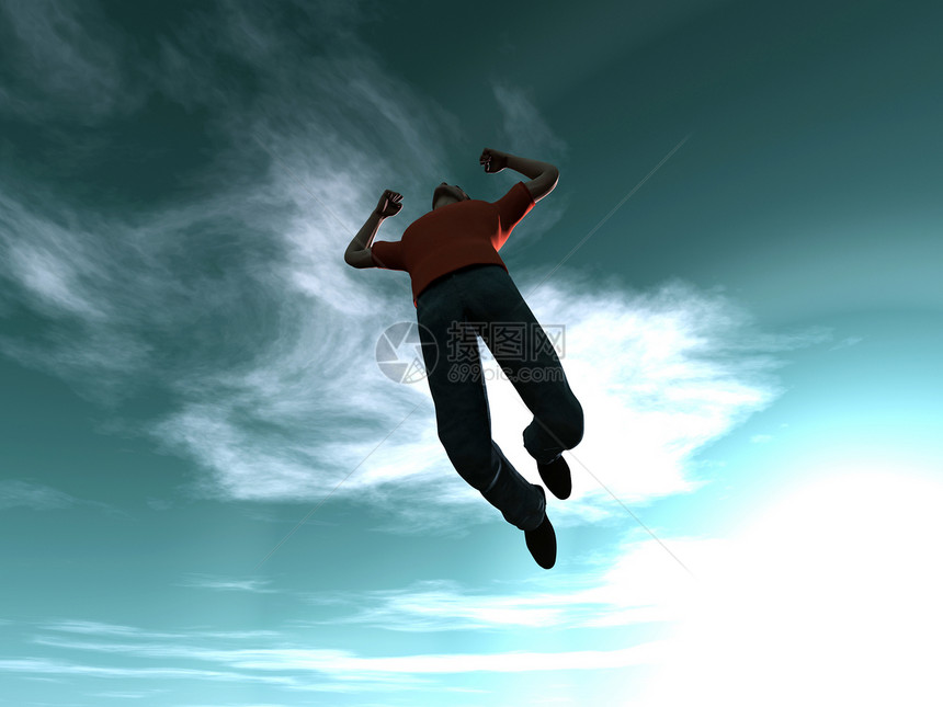 跳上天空跳跃自由乐趣快感进步活动姿势训练插图天气图片