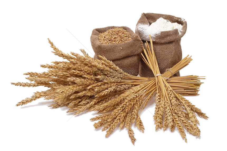 面粉和小麦耳朵燕麦木板谷物玉米解雇种子食物黄麻农场收成图片