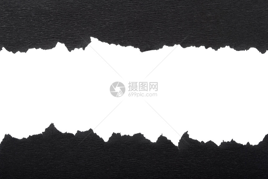 关于白背景的撕破黑纸带子工艺粉碎休息力量废料框架边界床单破坏图片