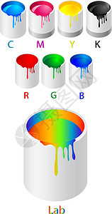 44加仑桶不同颜色模型的矢量插图插画