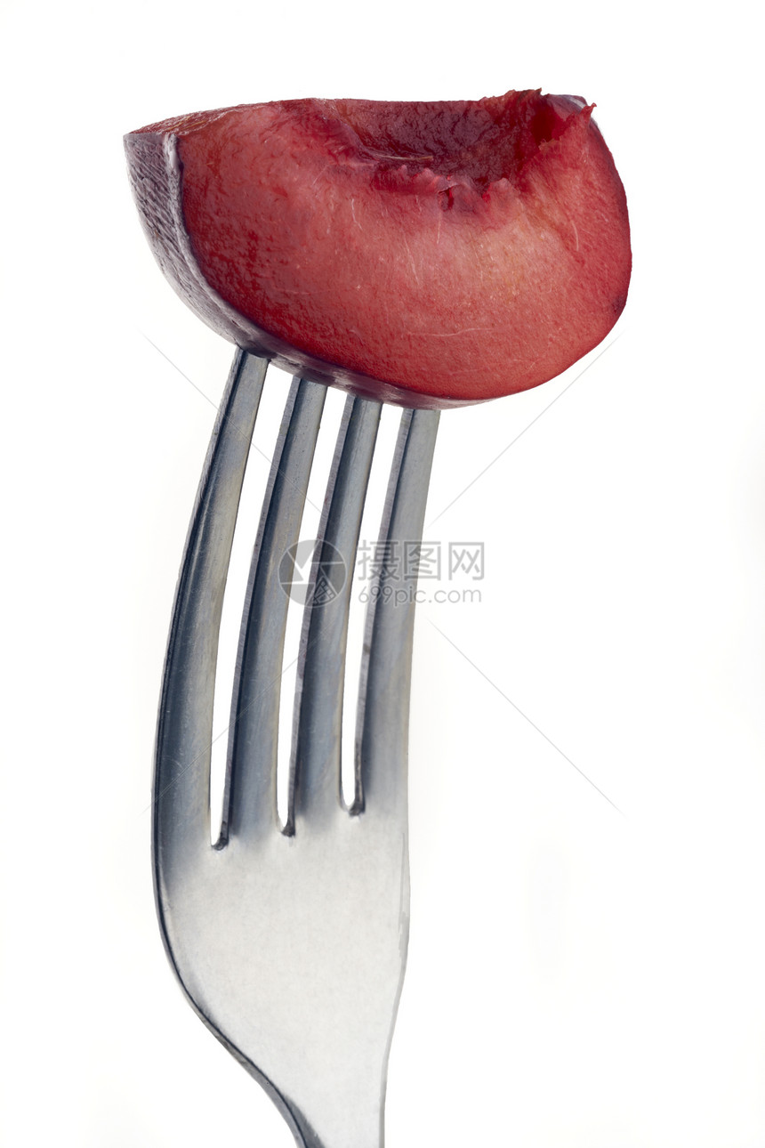 叉子上的板块养分健康饮食水果活力背景刀具用具红色食物杂货图片