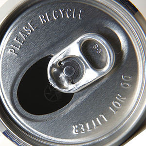 再循环回收包装流行音乐饮料空白罐装液体金属苏打圆形白色背景图片
