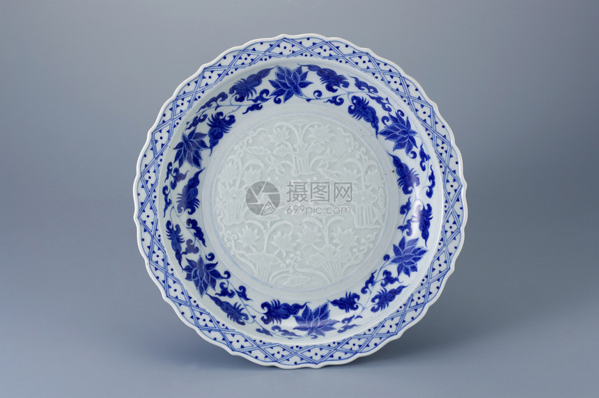 古董蓝色装饰花朵花瓣美丽团体陶瓷商品玻璃盘子图片
