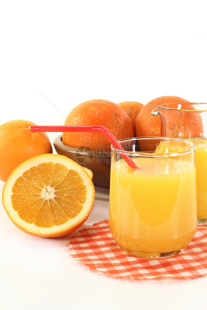 橙汁花蜜吸管橙子水果热带口渴饮料玻璃果汁图片