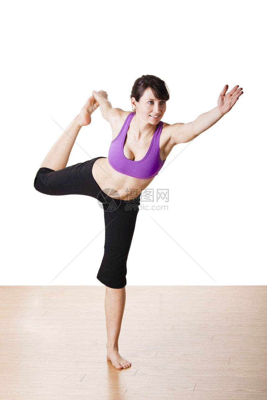 瑜瑜伽演习灵活性青年活力女孩优雅身体福利幸福活动微笑图片