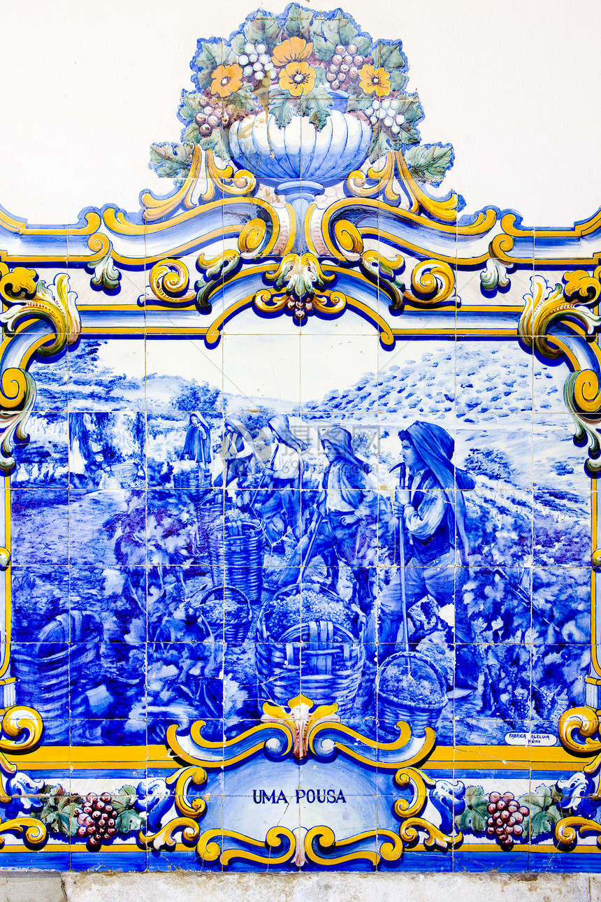 平豪 杜罗谷 波尔等地火车站的瓷砖栽培葡萄绘画装饰艺术河谷外观蓝色图片