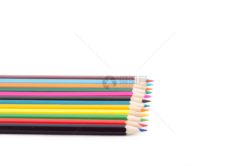 彩色铅笔概念白色教育团体幼儿园绘画艺术品商业彩虹木头图片