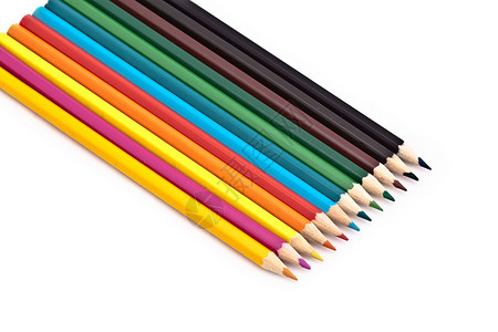 彩色铅笔学校幼儿园概念彩虹白色团体学习孩子们教育锐化背景图片