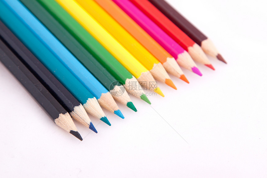 彩色铅笔教育生活团体白色幼儿园彩虹绘画木头染色学校图片