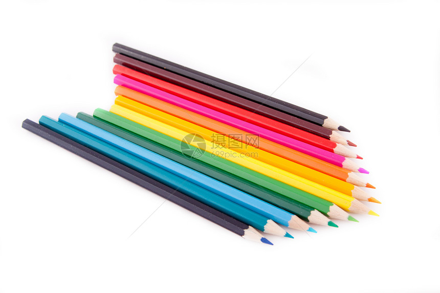 彩色铅笔学校教育学习生活团体概念木头彩虹锐化艺术品图片
