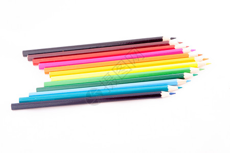 彩色铅笔团体艺术品学校教育学习商业概念彩虹染色锐化背景图片