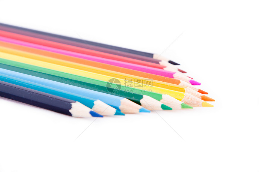 彩色铅笔木头教育生活学习染色孩子们白色学校商业绘画图片