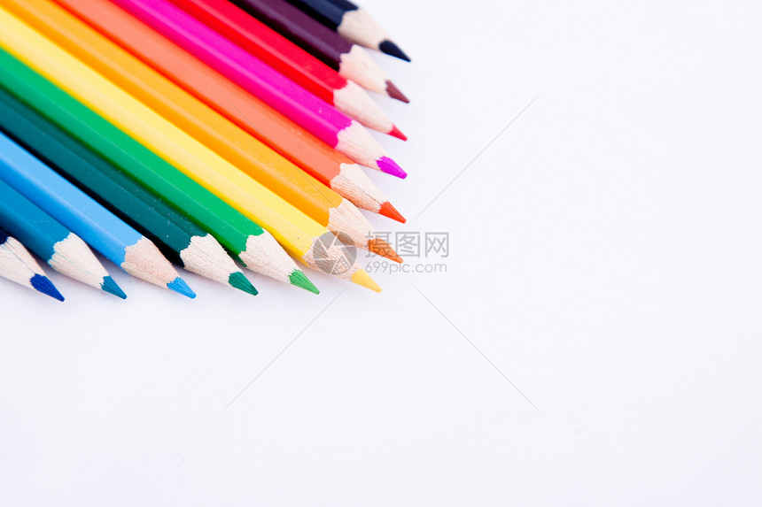 彩色铅笔商业艺术品孩子们彩虹锐化教育绘画白色团体学习图片