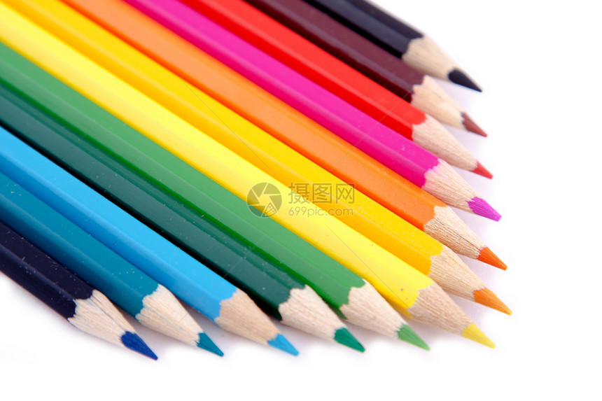 彩色铅笔团体概念学习学校彩虹教育绘画商业幼儿园生活图片