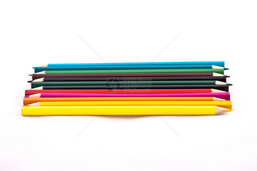 彩色铅笔教育孩子们商业艺术品幼儿园概念锐化彩虹团体木头图片