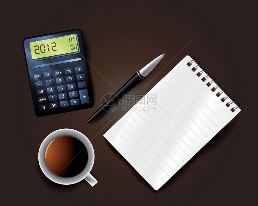 商业背景工作思维杯子笔记纸计算数据笔记咖啡金融文档图片