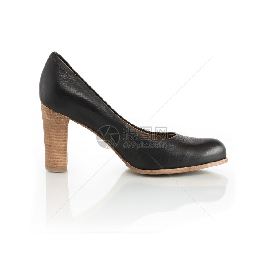 时尚女性鞋衣柜衣服鞋类脚跟黑色购物皮革魅力图片
