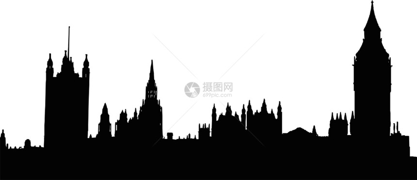 议会两院建筑绘画建筑学英语房屋天际王国插图黑色图片