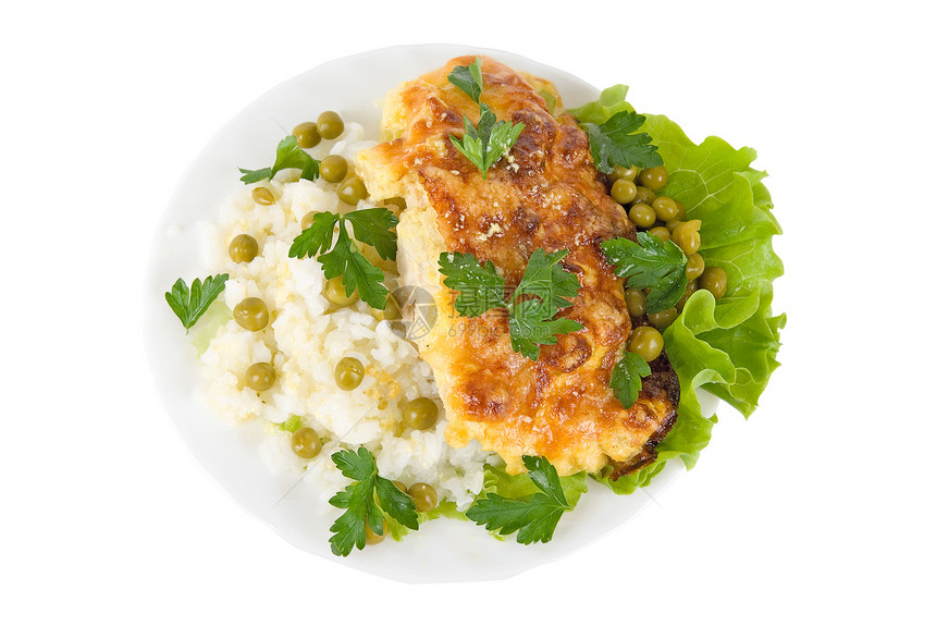 鸡盘蔬菜饮食烩饭火腿青菜盘子美食午餐菠萝食物图片