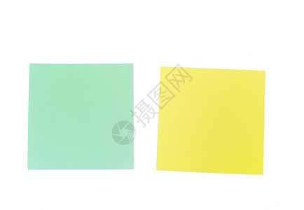 粘性笔记办公室广告牌绿色剪裁公告正方形回忆黄色背景图片