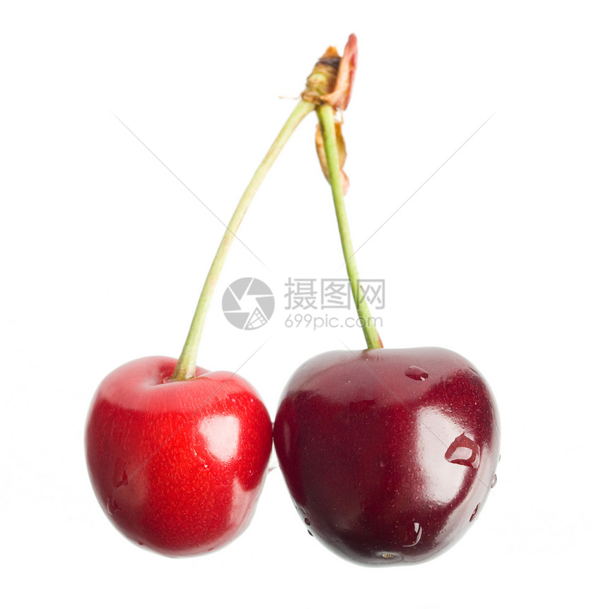 两个樱桃食物健康浆果饮食红色图片