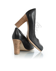时装女鞋脚跟购物女性衣柜皮革衣服时尚魅力鞋类黑色背景图片