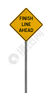 前面的终点线 - 黄路警告标志背景图片