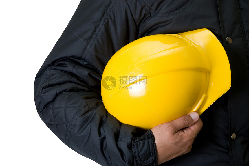 黄头盔劳动力工作服职业男性危险安全帽工作安全就业工具图片