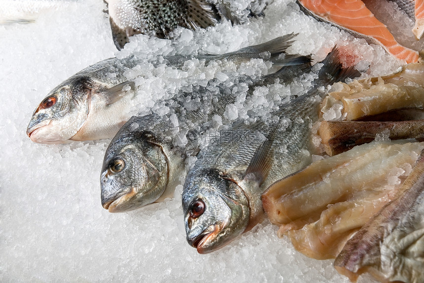 市场上的鱼眼睛销售大部分海洋钓鱼海鲜美食营养尾巴淡水图片