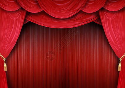 装有优雅窗帘的歌剧院背景图片