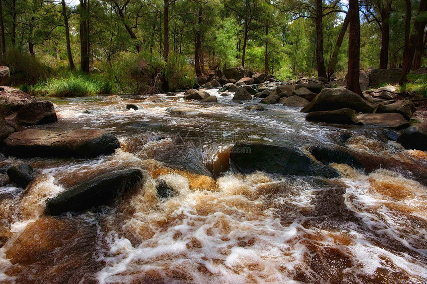 河流中涌流的河水巨石岩石环境图片