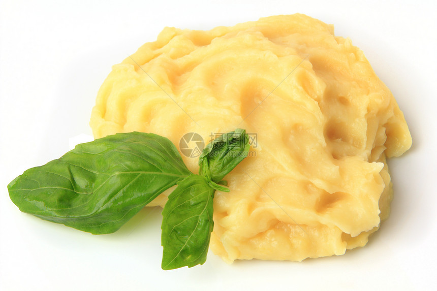 土豆泥泥水平白色草本植物盘子食物美食午餐宏观蔬菜黄色图片