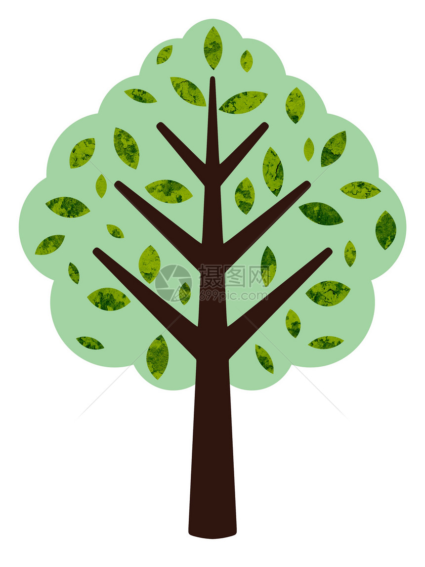 树树说明插图分支机构卡通片树叶图片
