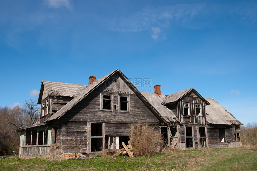 弃置房屋建造建筑学损害建筑木头窗户衰变房子废墟风化图片