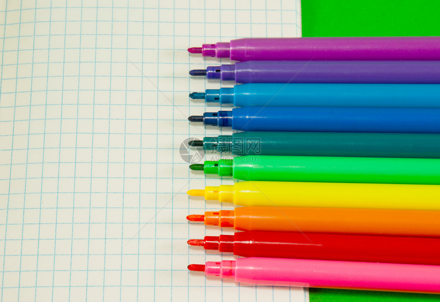 丰富多彩的钢笔紫色乐器活力补给品蓝色黄色墨水团体学校办公室图片