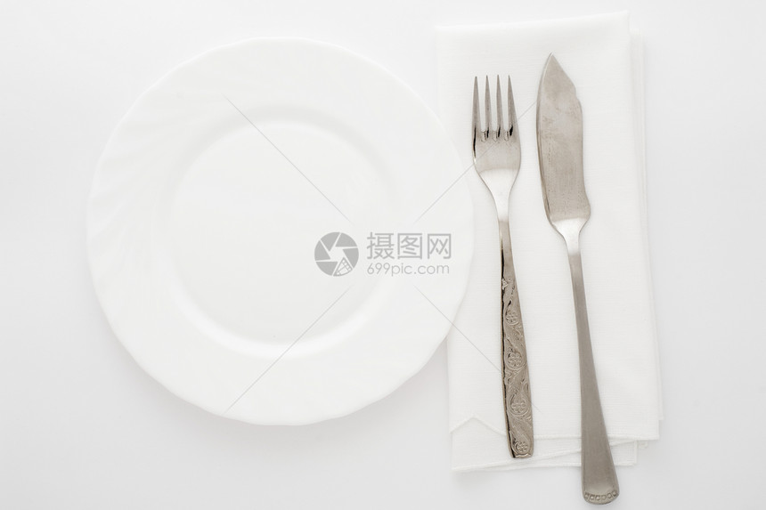 饭餐白色环境盘子奢华金属桌子厨房用具婚礼餐巾图片