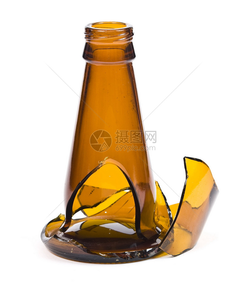 破碎瓶玻璃杯裂缝棕色损害瓶子玻璃图片