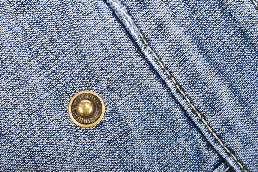 蓝色jens部分接缝金属纺织品裤子材料服装棉布拉链按钮牛仔裤图片