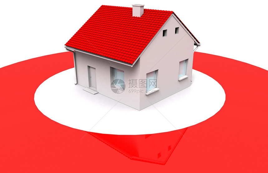 红色圆3d房屋图片