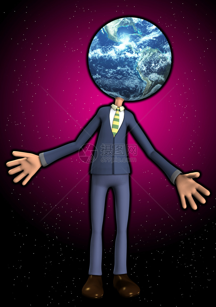 地球之头先生大洲数字轨道圆形多云太阳系套装世界男人男性图片