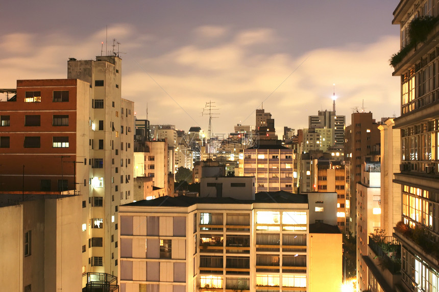 夜间圣保罗天线风景建筑建筑学天空中心旅行城市首都摩天大楼图片